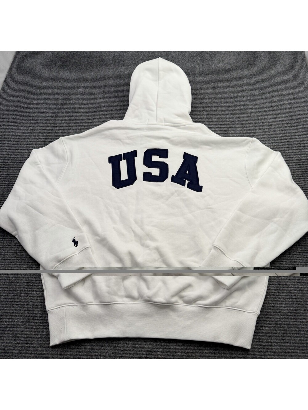 Polo Ralph Lauren Flag Fleece Hoodie White USA Embroidered Men’s Large NWOT - Picture 6 of 8